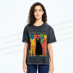 Unisex Yayoi Kusama Multicolor Cats Printed Washed Tee