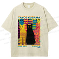 Unisex Yayoi Kusama Multicolor Cats Printed Washed Tee