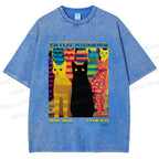 Unisex Yayoi Kusama Multicolor Cats Printed Washed Tee