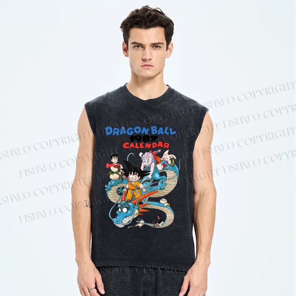 Unisex Dragon Ball Printed Washed Tank Top