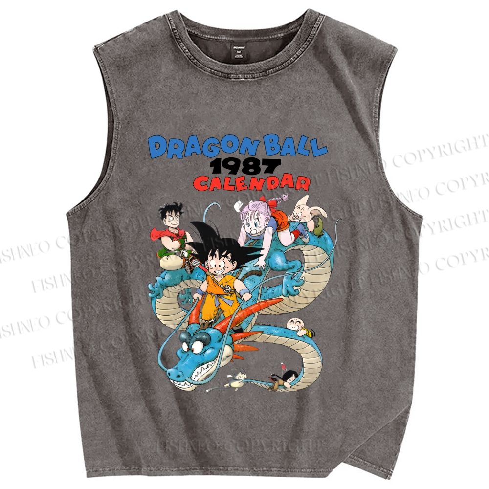 Unisex Dragon Ball Printed Washed Tank Top