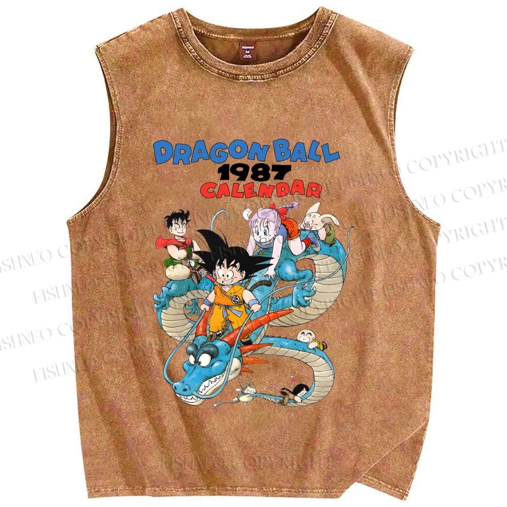 Unisex Dragon Ball Printed Washed Tank Top