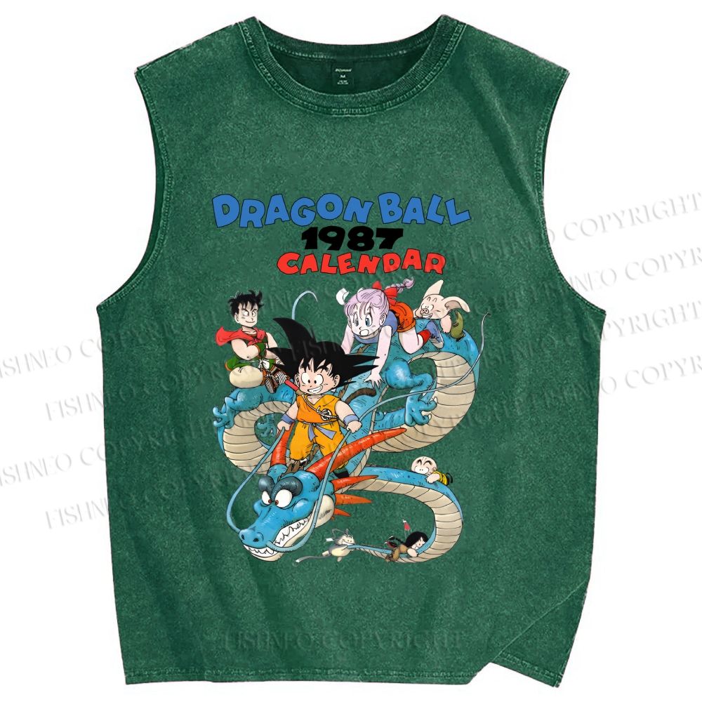 Unisex Dragon Ball Printed Washed Tank Top