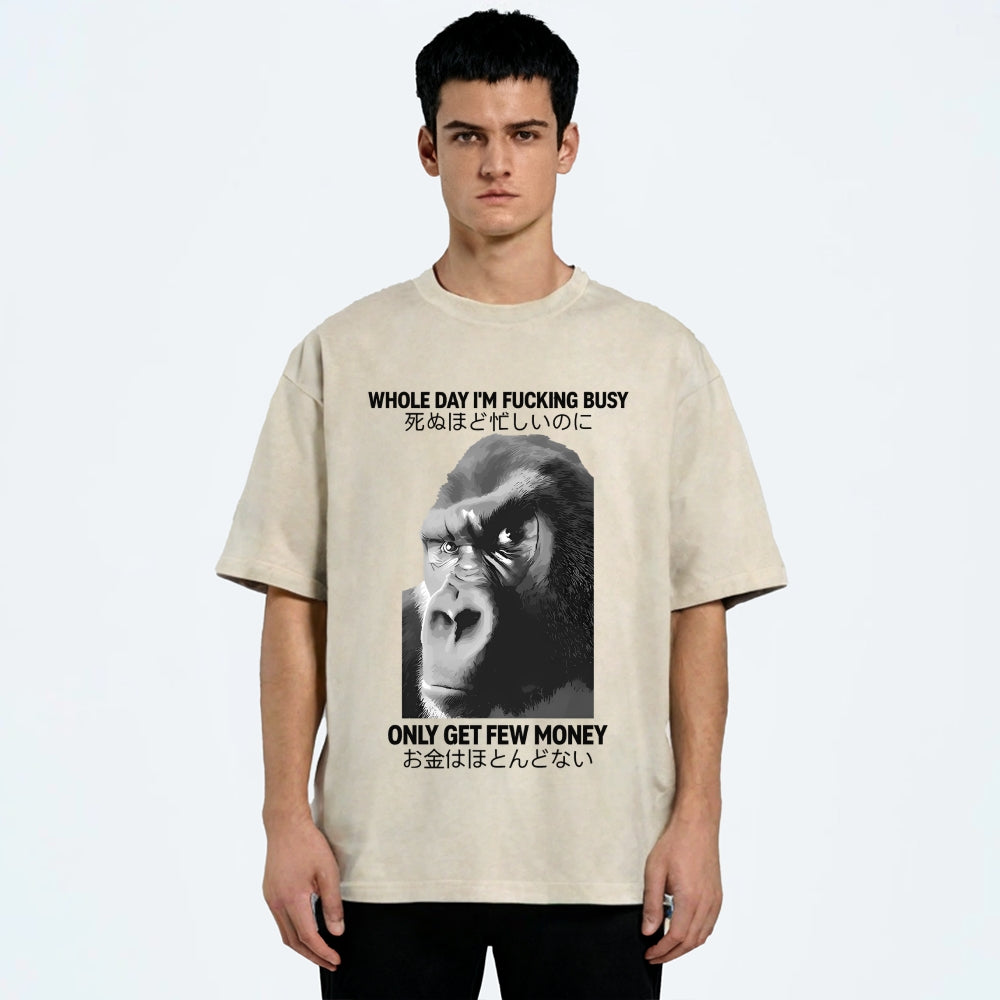 Gorilla Only Get Few Money Vintage Wash Japanese Design T-Shirt