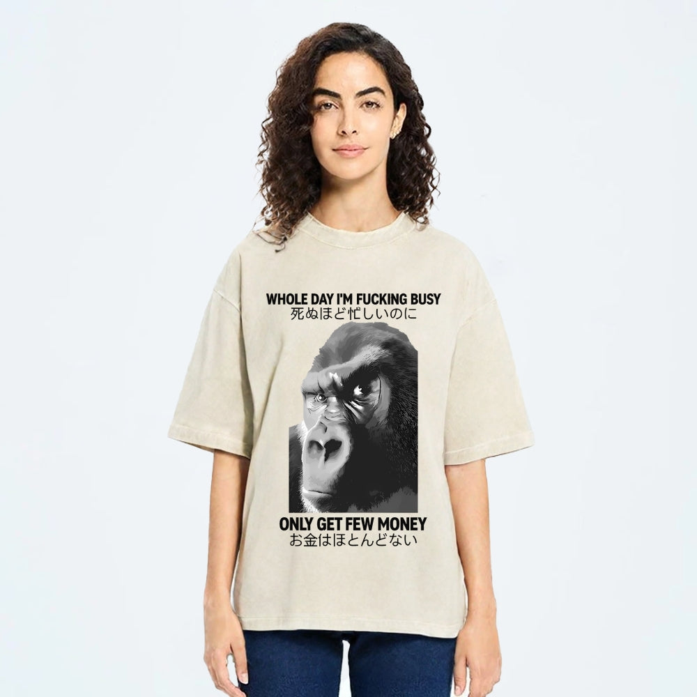Gorilla Only Get Few Money Vintage Wash Japanese Design T-Shirt