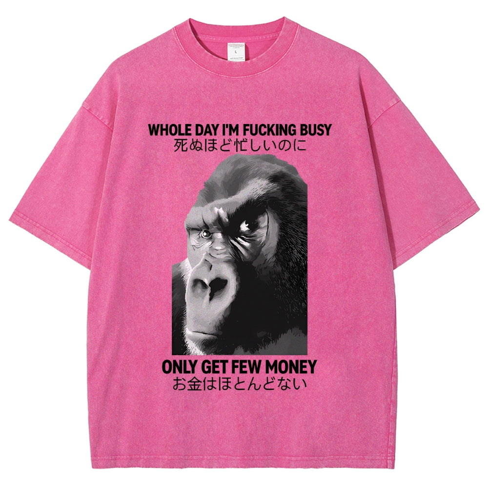 Gorilla Only Get Few Money Vintage Wash Japanese Design T-Shirt
