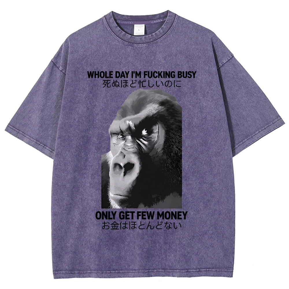 Gorilla Only Get Few Money Vintage Wash Japanese Design T-Shirt