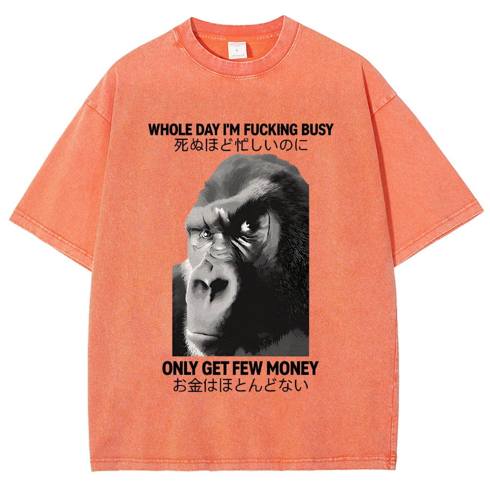 Gorilla Only Get Few Money Vintage Wash Japanese Design T-Shirt