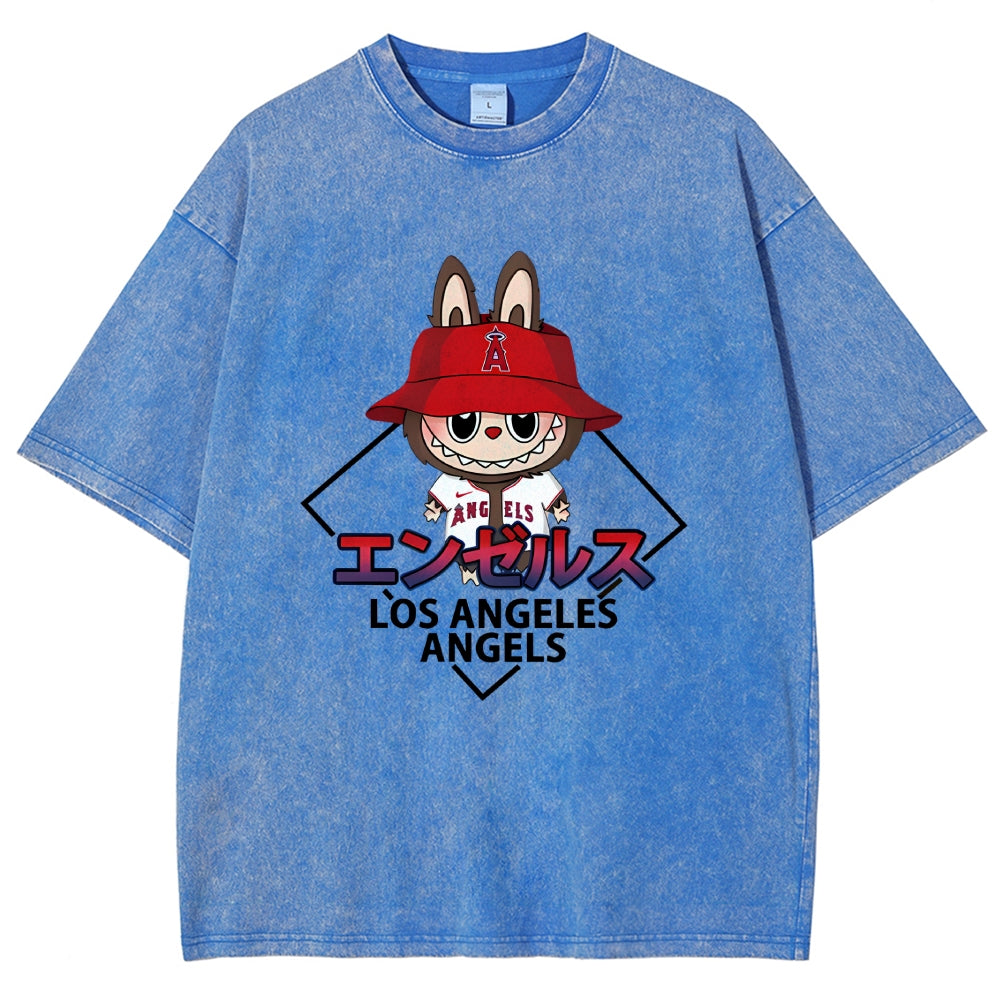 Labubu Los Angeles Angels Vintage Japanese Washed T-Shirt