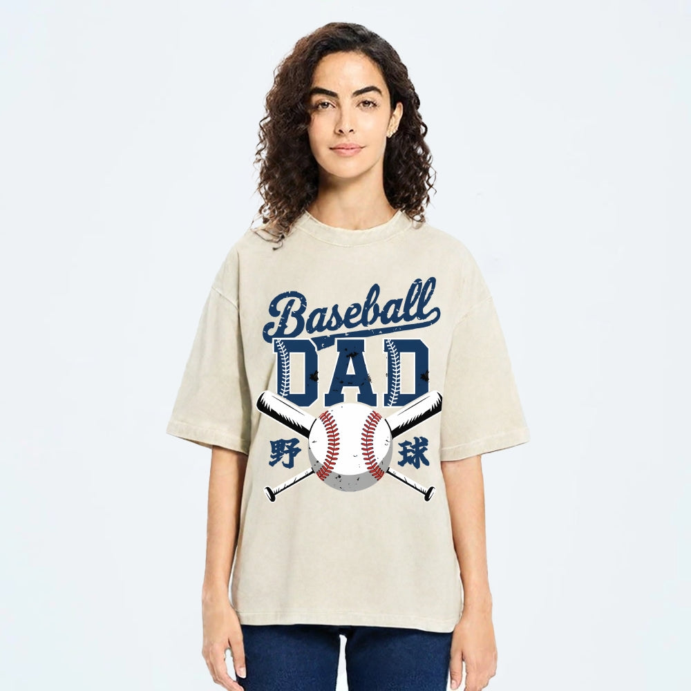 Baseball Father Vintage Washed T-shirt