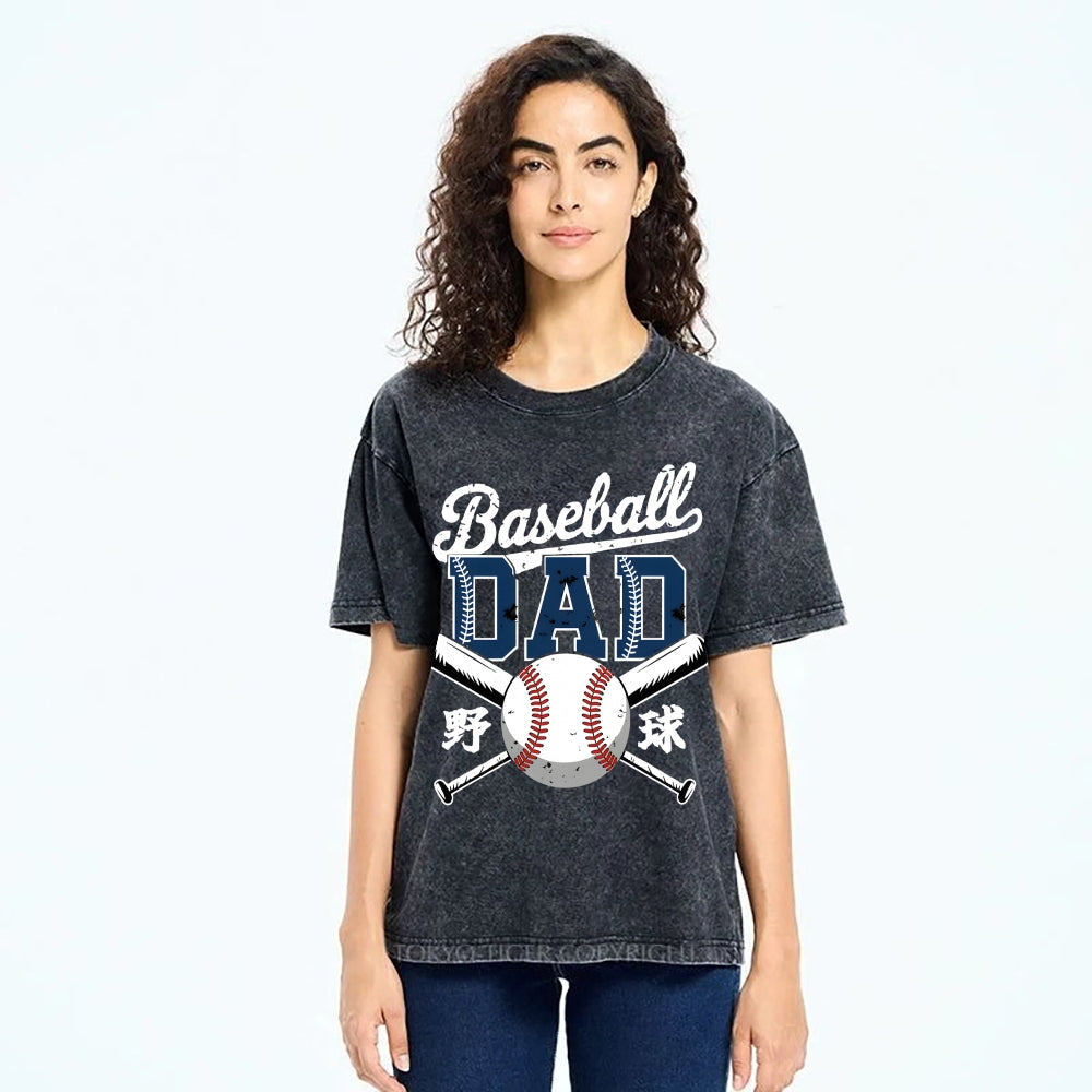 Baseball Father Vintage Washed T-shirt