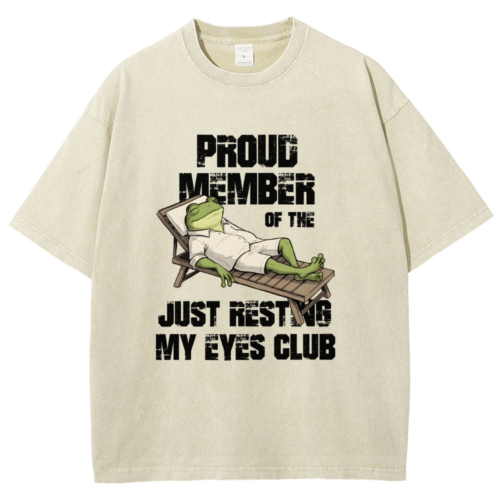 Unisex Just Resting My Eyes -Funny Fathers Day Printed Washed Tee