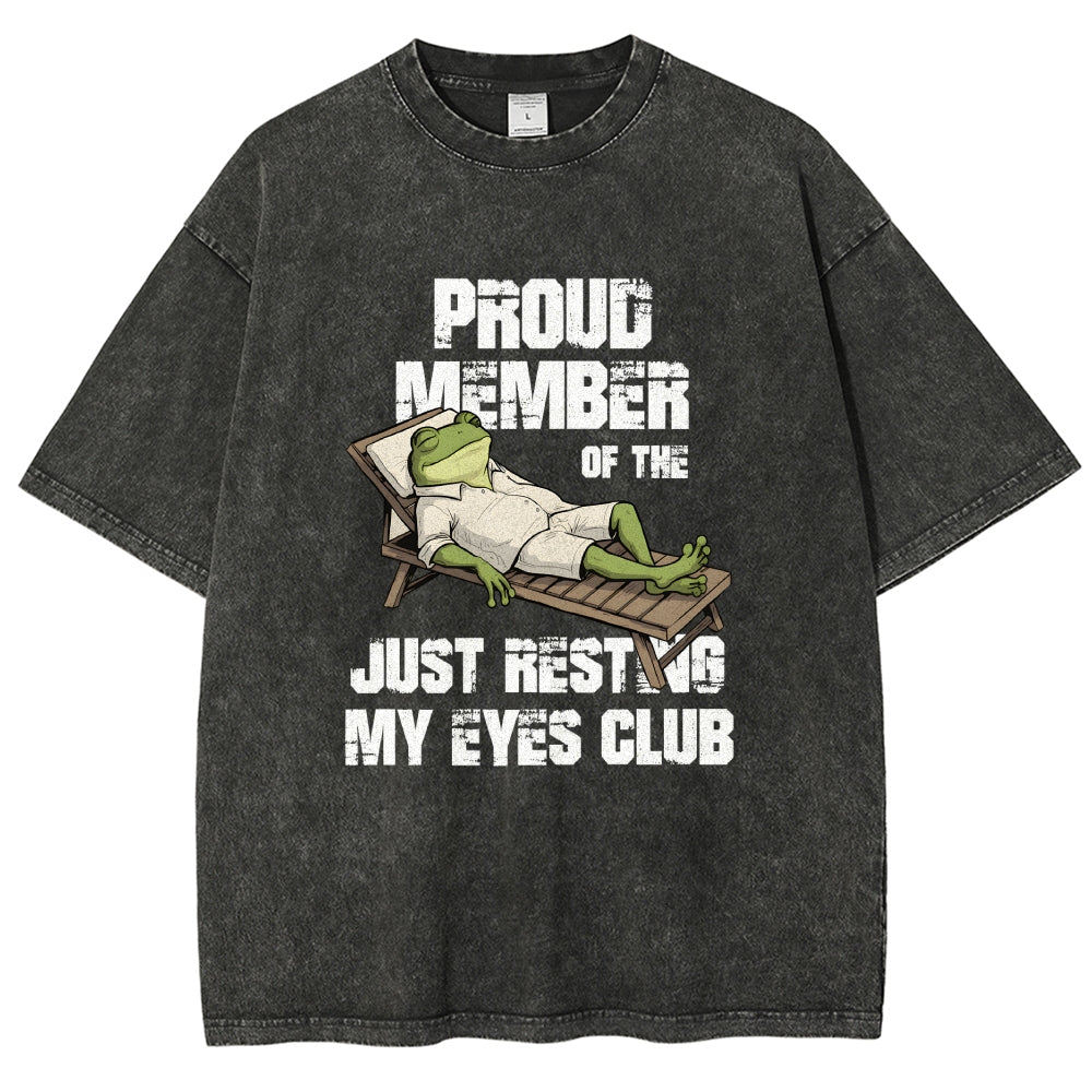 Unisex Just Resting My Eyes -Funny Fathers Day Printed Washed Tee