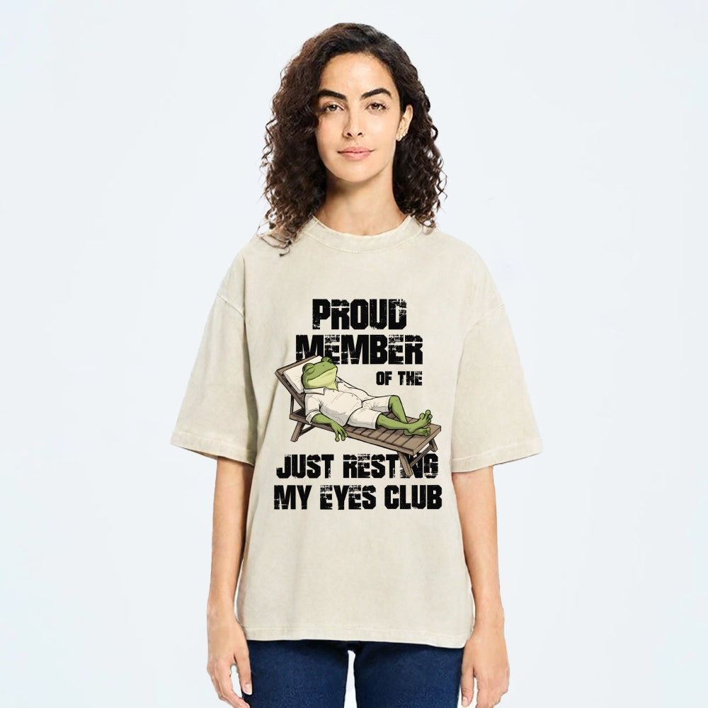 Unisex Just Resting My Eyes -Funny Fathers Day Printed Washed Tee