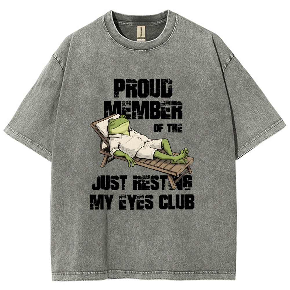 Unisex Just Resting My Eyes -Funny Fathers Day Printed Washed Tee