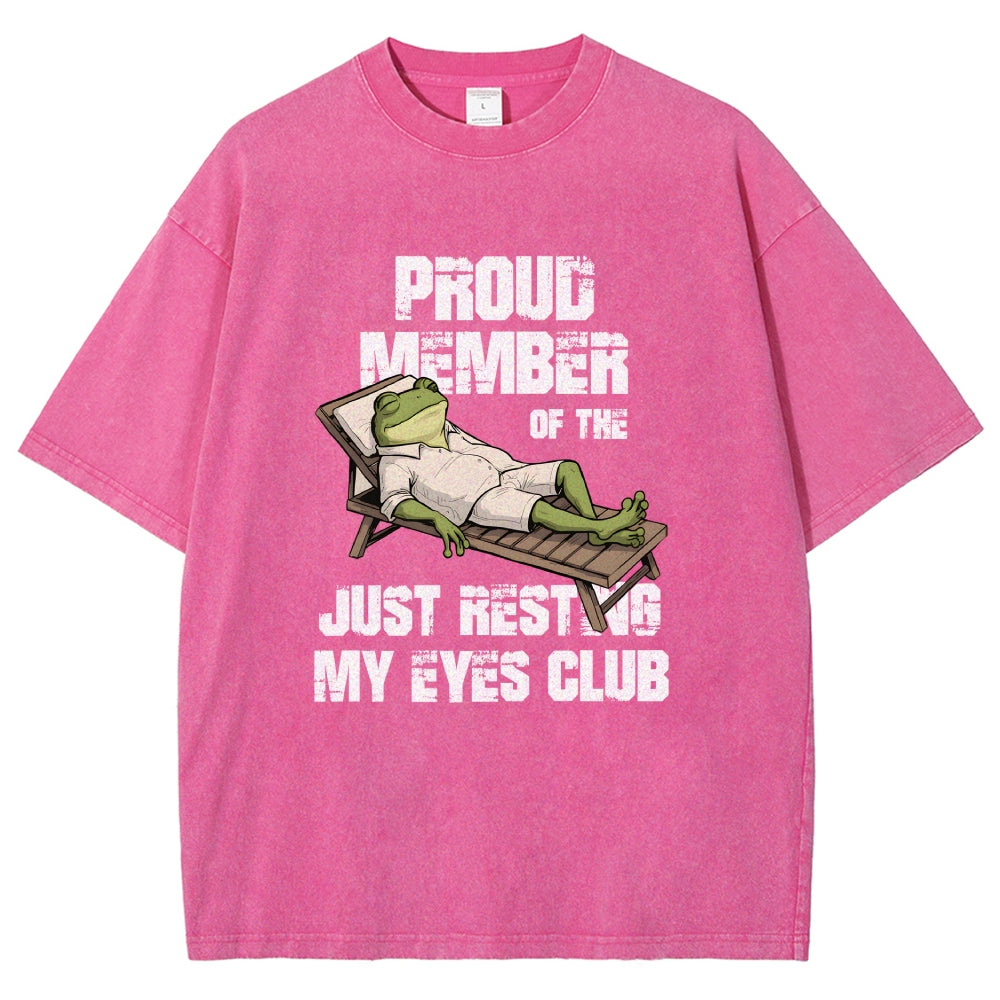 Unisex Just Resting My Eyes -Funny Fathers Day Printed Washed Tee
