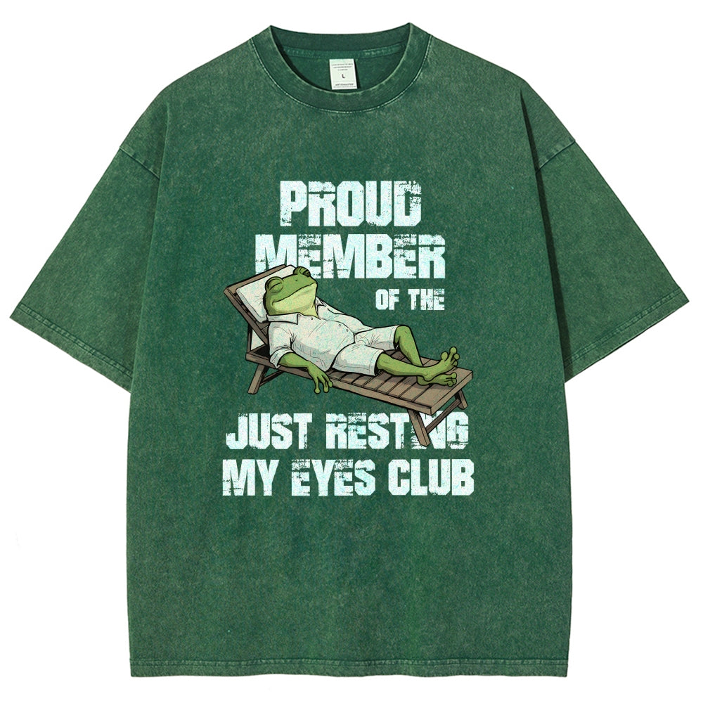 Unisex Just Resting My Eyes -Funny Fathers Day Printed Washed Tee