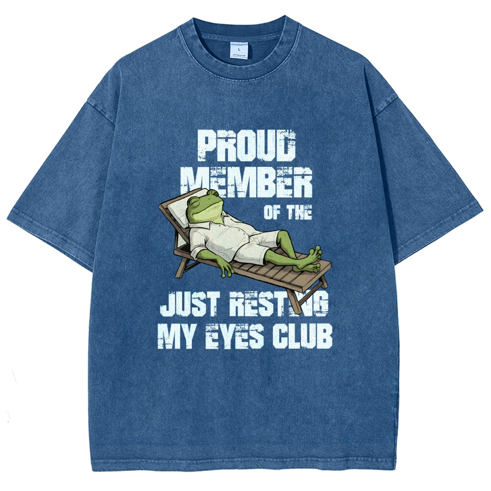 Unisex Just Resting My Eyes -Funny Fathers Day Printed Washed Tee