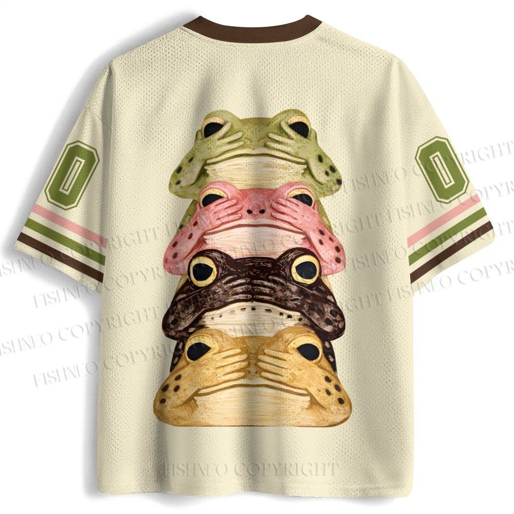 Whimsical Multi Colored Frog Art Jersey Shirts
