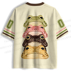 Whimsical Multi Colored Frog Art Jersey Shirts