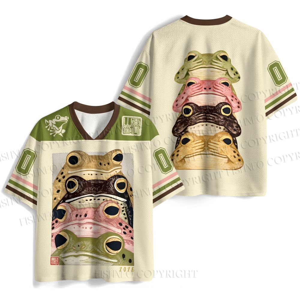 Whimsical Multi Colored Frog Art Jersey Shirts