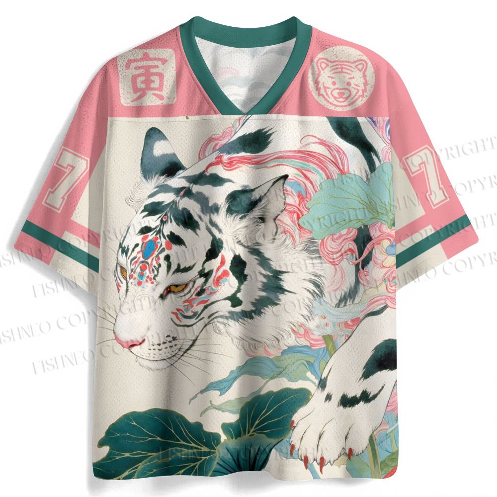 Tiger Walking on Lotus Leaf Jersey Shirts