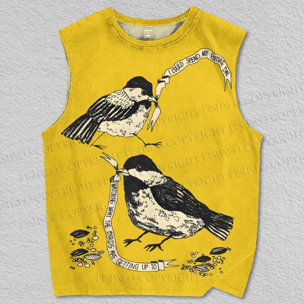 Unisex Vintage Sparrow Printed Tank Top