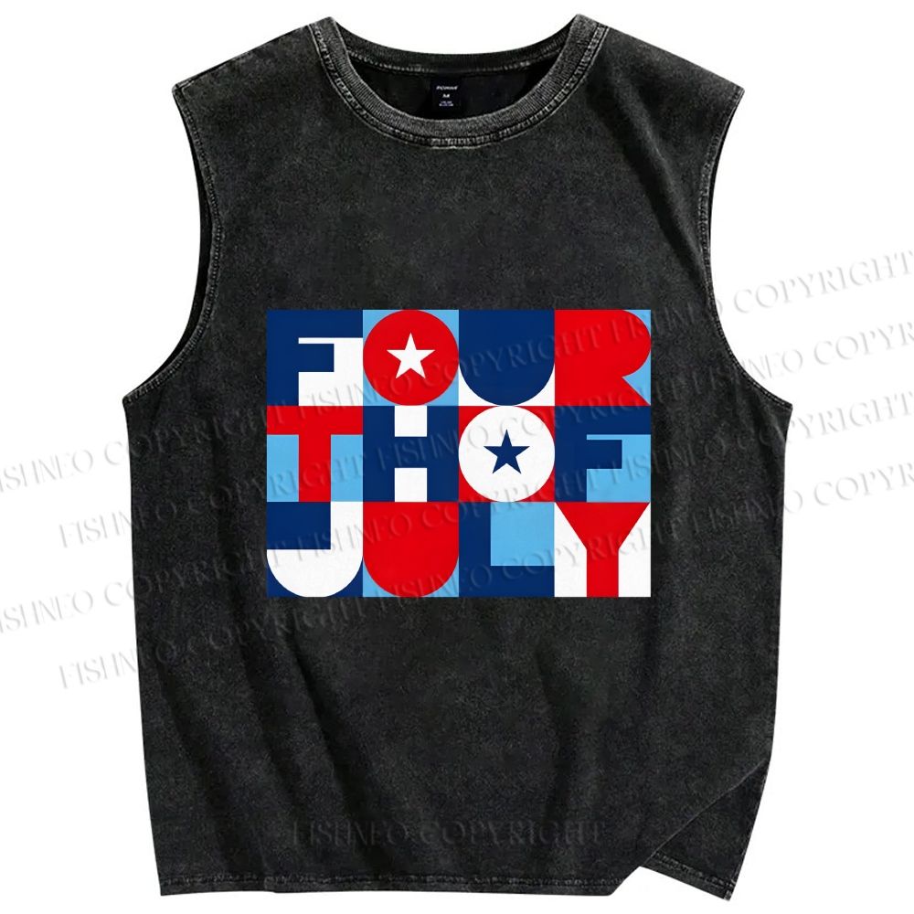 Unisex Independence Day Printed Washed Tank Top