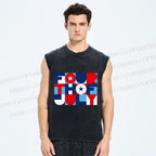Unisex Independence Day Printed Washed Tank Top
