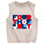 Unisex Independence Day Printed Washed Tank Top