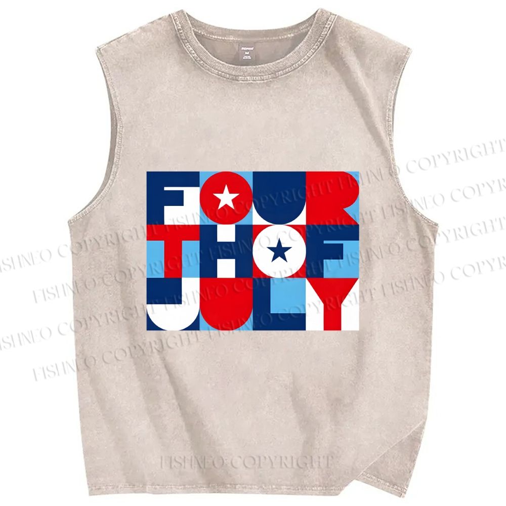 Unisex Independence Day Printed Washed Tank Top