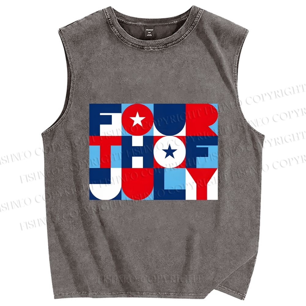 Unisex Independence Day Printed Washed Tank Top