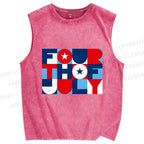 Unisex Independence Day Printed Washed Tank Top