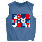 Unisex Independence Day Printed Washed Tank Top