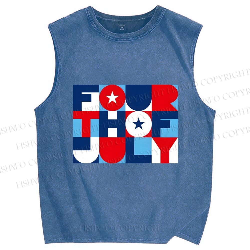 Unisex Independence Day Printed Washed Tank Top