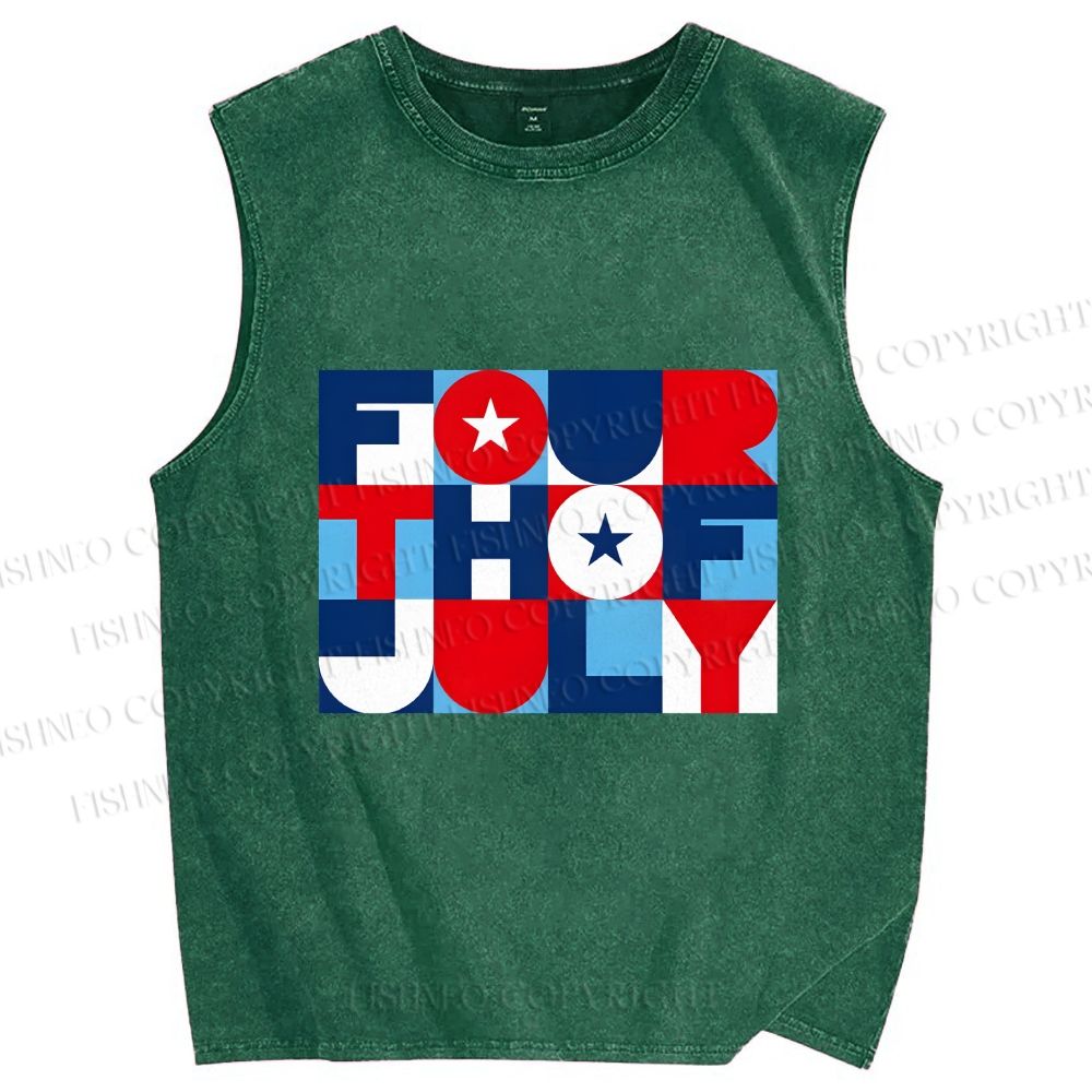 Unisex Independence Day Printed Washed Tank Top