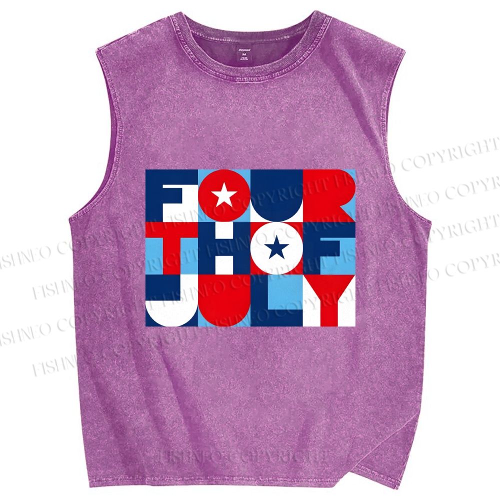 Unisex Independence Day Printed Washed Tank Top