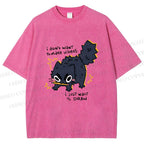 Unisex Angry Cat Dont Want to Make Videos Printed Washed Tee