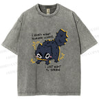 Unisex Angry Cat Dont Want to Make Videos Printed Washed Tee