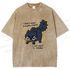 Unisex Angry Cat Dont Want to Make Videos Printed Washed Tee