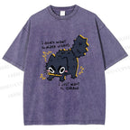 Unisex Angry Cat Dont Want to Make Videos Printed Washed Tee