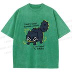 Unisex Angry Cat Dont Want to Make Videos Printed Washed Tee