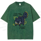 Unisex Angry Cat Dont Want to Make Videos Printed Washed Tee