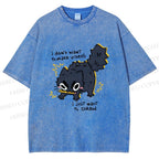 Unisex Angry Cat Dont Want to Make Videos Printed Washed Tee