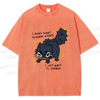 Unisex Angry Cat Dont Want to Make Videos Printed Washed Tee