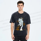 Unisex Panther With Blue Eyes Printed Washed Tee