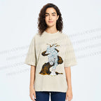 Unisex Panther With Blue Eyes Printed Washed Tee
