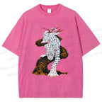 Unisex Panther With Blue Eyes Printed Washed Tee