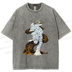 Unisex Panther With Blue Eyes Printed Washed Tee