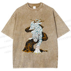 Unisex Panther With Blue Eyes Printed Washed Tee